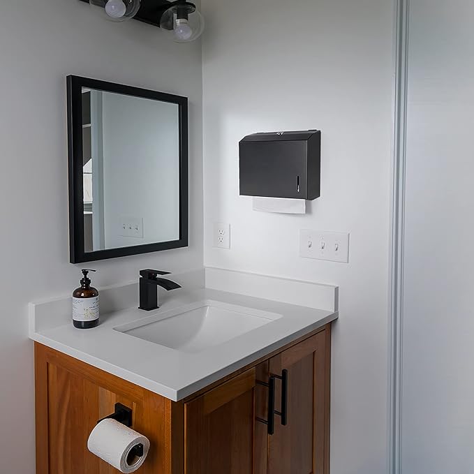 Wall Mounte Commercial Paper Towel Dispensers, 10.4" L x 3.3" D x 8.3" H, Stainless Steel C-Fold Multifold Hand Paper Tissue Holder with Lock