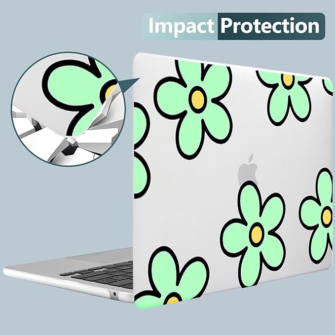KEROM Compatible for MacBook Air 13 inch Case 2025 M4, 2024-2022 M3 M2 A3240 A3113 A2681, Cute Sleek Aesthetic Plastic Hard Shell & Keyboard Cover for MacBook Air 13.6 inch Case, Minimalist Flower