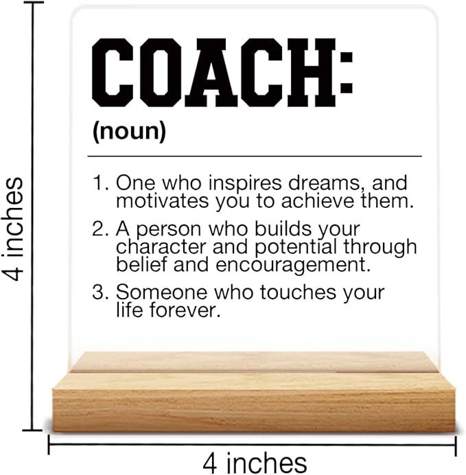 Coach Gifts for Men Women, Best Gift for Coaches, Gifts for Coach, Coach Definition Acrylic Desk Sign Office Decor