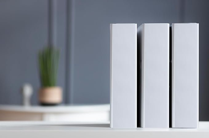 4 Pack of 2.5” Smooth Opening Angle D-Ring View White Binders, Professional Presentation Folder for Standard Pages with Inside Pockets, and Customizable Clear View Binder PVC-Free