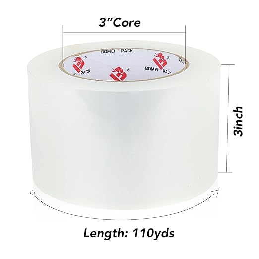 BOMEI PACK 3 inch Wide Clear Packing Tape, 3 inch x 110 Yards (330ft), Industrial Grade 3'' Heavy Duty Shipping Tape Refills for Box Office Moving, Packaging and Mailing