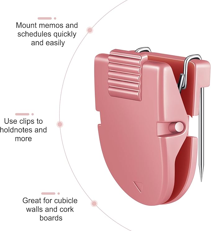 15 Pcs Cubicle Clips Fabric Panel Cubicle Accessories Fabric Partition Panel Wall Clip Office Photos Wall for Notes Memos Standard Size, 40-Sheet Capacity (Pink)