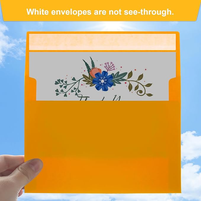 Joyberg 50 Pack Yellow 5x7 Envelopes - Self Seal for Weddings, Photos, Greeting Cards & Mailing