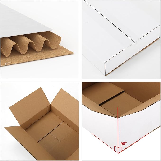 CRUGLA 9x6.5x1.75 White Shipping Boxes Set of 40, White Corrugated Cardboard Boxes for Small Business Shipping Mailing Packing