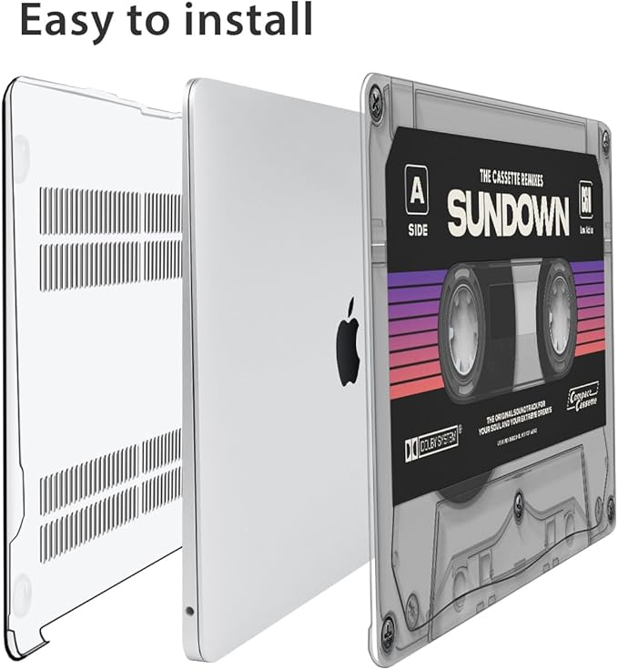 Compatible with MacBook Air 13 inch Case 2022 2021-2018 A2337 M1 A2179 A1932 Retina Display with Touch ID, Plastic Hard Shell Case +Keyboard Cover+Screen Protector+Webcam Cover, Cassette Tape