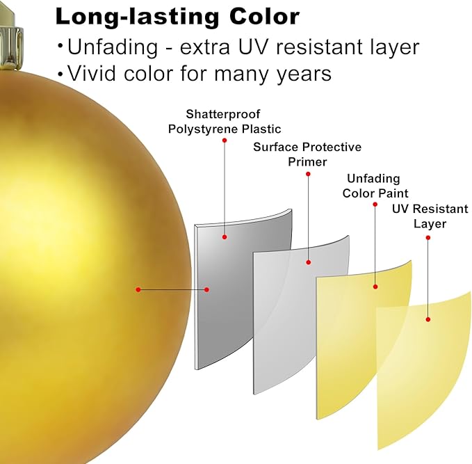 Gold 4.0" Large Christmas Balls - Christmas Tree Decoration Ornaments Shatterproof Hanging Balls for Birthday Halloween Holiday Wedding Decorations Set of 4pcs