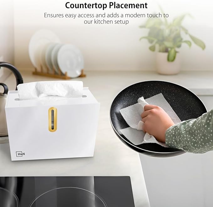 H4N Multifold Hand Paper Towel Dispenser Countertop, Compact Design, Single Sheet Dispensing for Home and Commercial Use, White