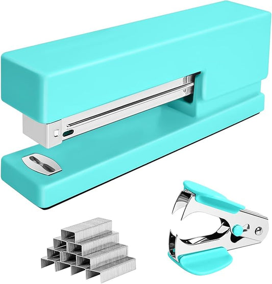 Office Desktop Stapler - 25 Sheet Capacity with 830 Staples and Staple Remover,Staplers for Desk,Non-Slip for School, Home, Green