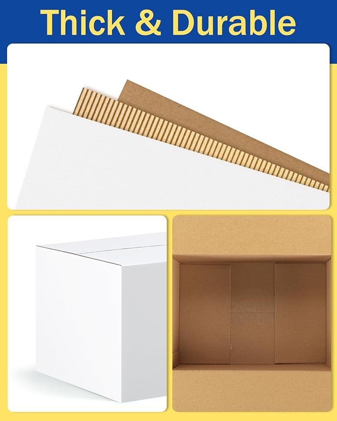 Assorted-Sizes-Shipping-Boxes-45-Pack: 6x4x4 & 8x6x4 & 9x6x4 Small-Shipping-Boxes-Mailers, White Corrugated-Cardboard-Boxes-for-Packing-Small-Business Mailing