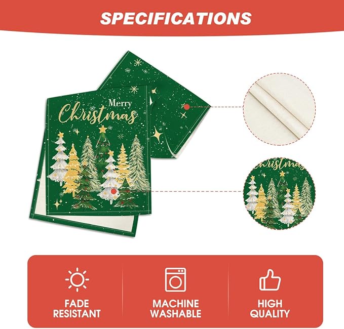 Artoid Mode Xmas Trees Merry Christmas Table Runner, Seasonal Winter Green Kitchen Dining Table Decoration for Home Party Decor 13x72 Inch