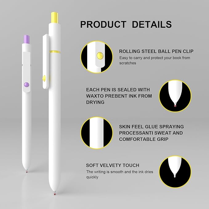 White Gel Pens,0.5mm Fine Point Tip,Quick Drying Ink, Aesthetic Cute Office School Supplies Gifts for Women Men, High-End Series for Journaling Note Taking(10 Pcs Black Ink-Pearl White shaft pen)