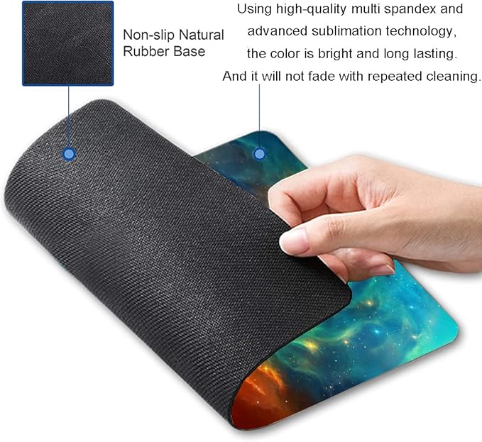 Hokafenle Mouse Pad, Square Personalized Computer Mouse Pads with Galaxy Design, Washable Mouse Mat, Gaming Office Home Non-Slip Rubber Base Mousepad