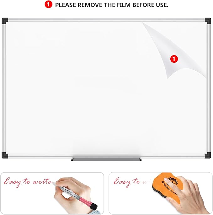 XBoard Magnetic Dry Erase Whiteboard 24 x 18 Inch, Small Hanging White Board for Wall with Marker Tray | Silver Aluminum Frame Presentation Board for Home Office Classroom (Pack of 2)