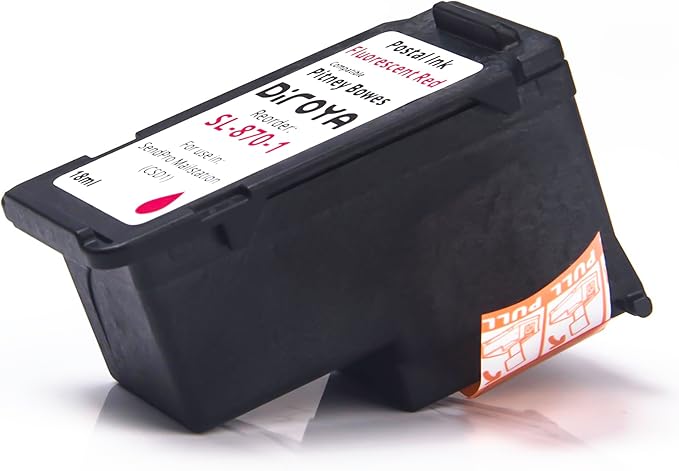 SL-870-1 Ink Cartridge 18ML High Yield Replacement for Pitney Bowes SendPro Mailstation Fluorescent Red Postage Ink (CSD1) (1 Pack)