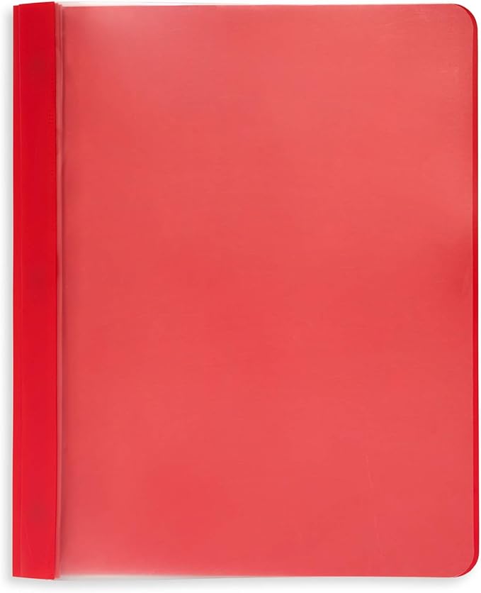 Blue Summit Supplies Assorted Color Plastic Report Covers with Prongs, 3 Prong Clear Front Report Cover for Presentation, Document, Red, Orange, Yellow, Green, Blue, 25 Pack