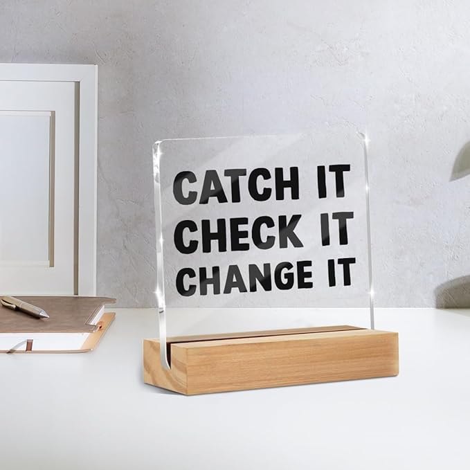 Motivational Mental Health Desk Decor Acrylic Sign, Office Decorations for Work, Inspirational Gifts for Women Men Coworkers Friends, Desk Gadgets for Office Cubicle Shelf Decor Aesthetic