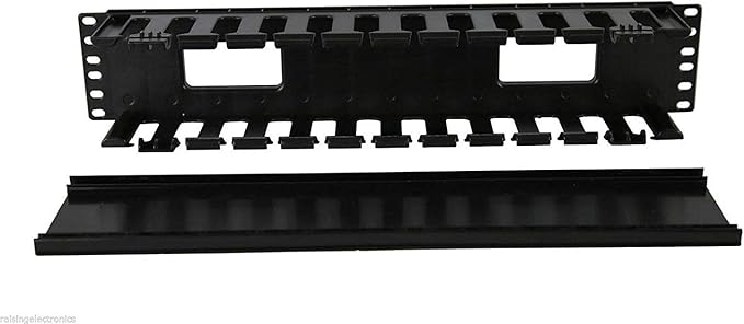 Raising Electronics 19 Inch 2U Rack Mount Cable Management Unit 12 Slots with Panel Plastic