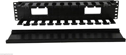 Raising Electronics 19 Inch 2U Rack Mount Cable Management Unit 12 Slots with Panel Plastic
