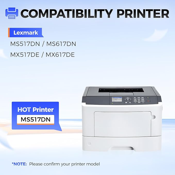 51B1X00 Black Toner Cartridge (with Chip) Extra High Yield Replacement for Lexmark 51B1H00 51B1000 Toner Cartridge Compatible with MS517dn MX517de MS617dn MX617de Laser Printer ( 1-Pack 20,000 Pages)