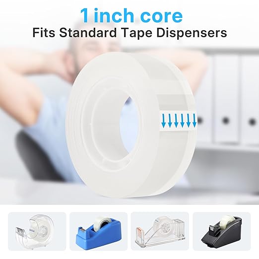 OWLKELA 48 Rolls Transparent Tape Refills, Clear Tape, All-Purpose Transparent Glossy Tape for Office, Home, School