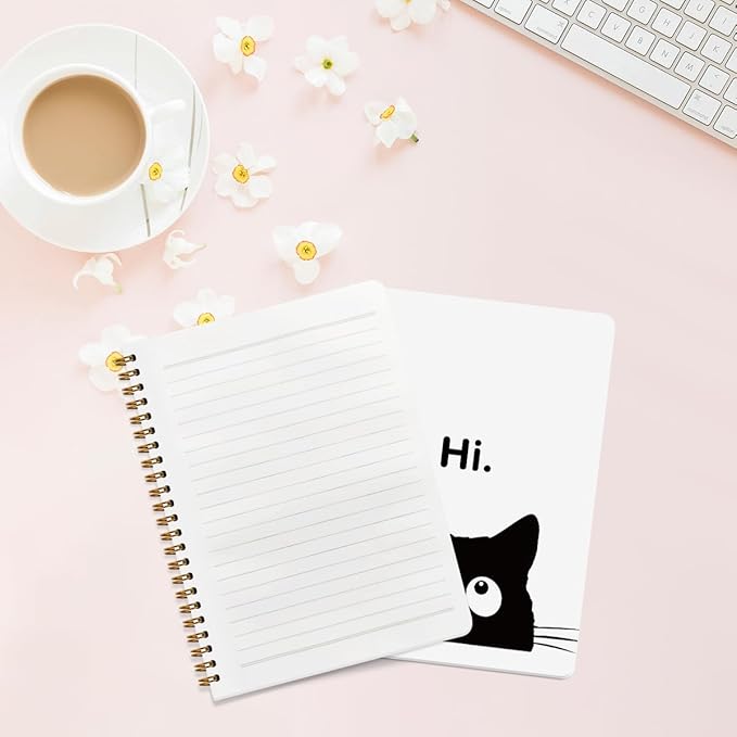 2 Pcs Cute Cat Spiral Notebook, Cute Gifts Journaling Notebooks Cat Lover Gifts for Women Teacher Girls Note Books Journals for Writing Hardcover Notebook Office Classroom College Supplies