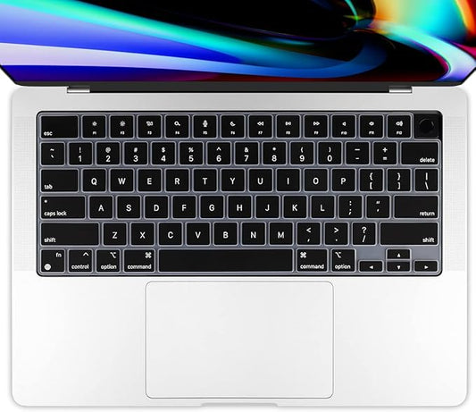 Batianda Premium Gradient Color Keyboard Cover for New MacBook Pro 14'' Pro 16'' 2024 2023 M4 M3 M2 M1 Pro/Max Chip & New MacBook Air 13 15 inch Soft-Touch Silicone Protective Skin,Black