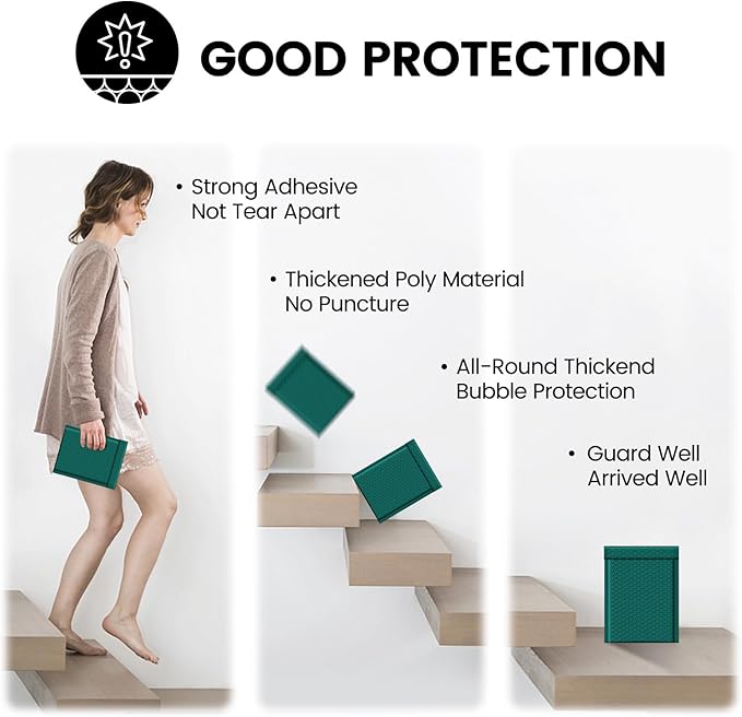 Fuxury Bubble Mailer 6x10 Inch 600 Pack Forest Green Bubble Mailers Bulk Thick Padded Envelopes Usable Size 6x9" Water Resistant Mailers Shipping Envelopes for Small Business Mailing, #0