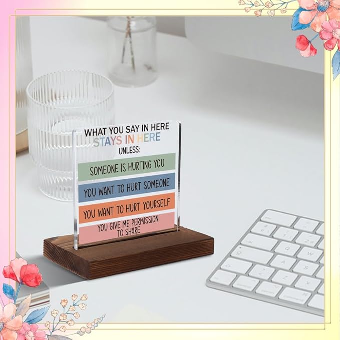 Mental Health Gifts for Coworker, Encouragement Gifts for Coworker, Positive Affirmation Gifts for Coworker, Modern Acrylic Desk Plaque with Inspirational Quotes, 10 x 10 x 1.5 cm,XXD50