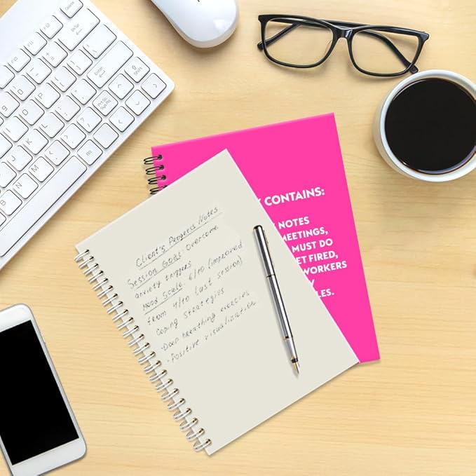 Pointless Notes from Boring Meetings Funny Rose Red Golden Spiral Notebook, Humorous Office Gifts, Gag Gifts for Coworkers, Funny Office Sarcastic Gifts for Coworkers,Team Members, Employees