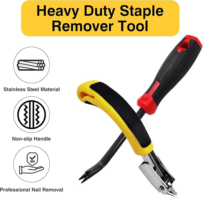 Staple Remover, Heavy Duty Staple Remover Tool,Upholstery Stapler Remover for Carpet,Wood,Floor, Furniture, Construction, Industrial Staple Lifter Removes Flooring, Carton Box Staples(2pcs)