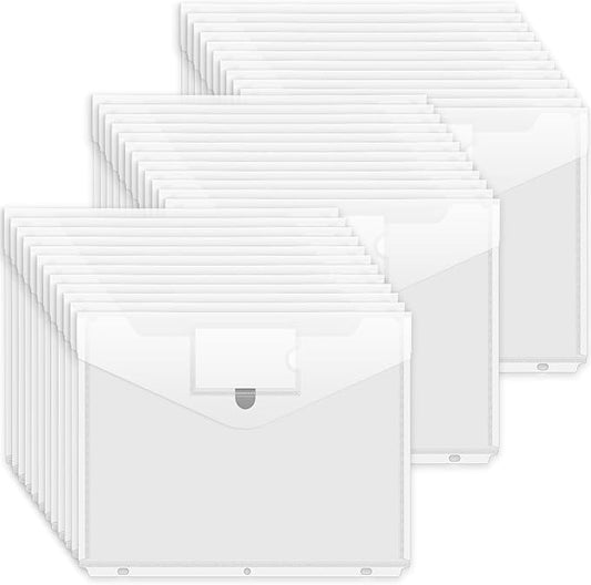 Forvencer Binder Pocket, 36 Pack Super Heavyweight Poly Binder Pocket with Tight Closure, Binder Folders Side Loading, 3 Ring Binder Pocket, Binder Dividers with Pockets, Letter Size, Clear