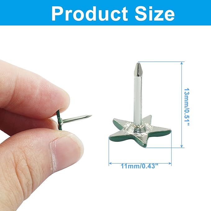 Piutouyar 150 Pcs Star Push Pins, Dark Green Upholstery Tacks Star Shaped Decorative Thumb Tacks Metal Upholstery Pins for Upholstered Furniture Cork Board DIY Projects or Home Decor 11 x 13mm