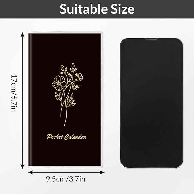 Pocket Calendar 2026-2027, Pocket Planner 2026-3.7" x 6.7" - Runs from September 2025 Until December 2027, Monthly Planner 2025-2027 with PVC Cover for Planning, Black