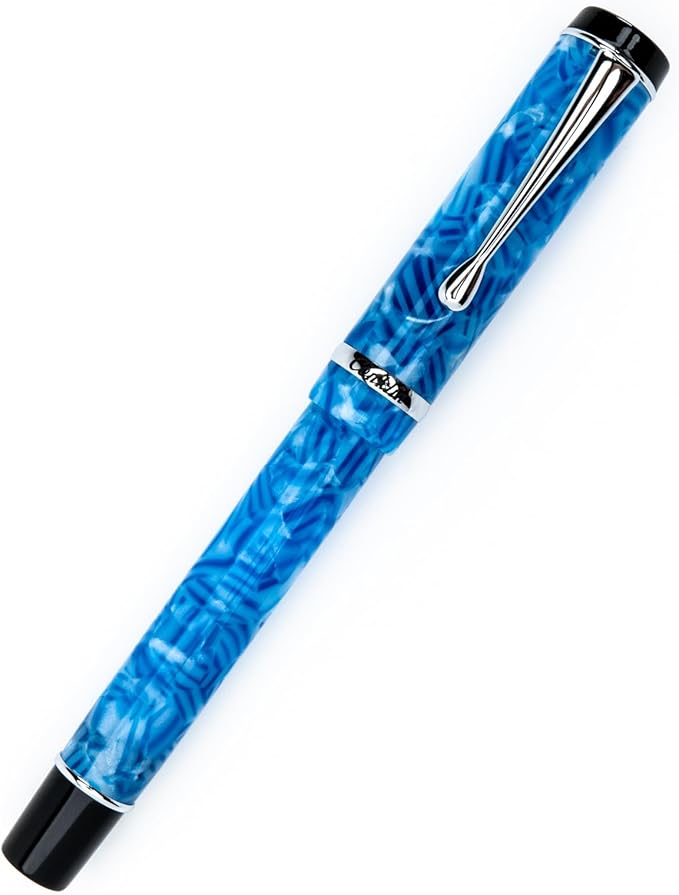 Conklin Duragraph Fountain Pen Ice Blue - Medium Nib, Timeless Writing Instrument with Cool Blue Finish