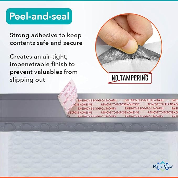 8.5x12, Poly Bubble Mailers, #2, Made in USA, Padded Envelopes, Package Bags, Shipping Envelopes with Bubble, Packing Bags for Small Business, With Self Seal Tape, Usable size 8.5x11, 100 Pack