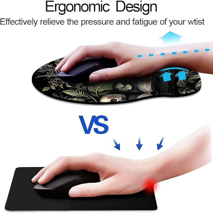 Ergo Comfort Gel Wrist Rest Mouse Pad-Ergonomic Office Mousepad with Wrist Support-Non-Slip, Design Desk Accessories Mat for Home&Game Decor Goth