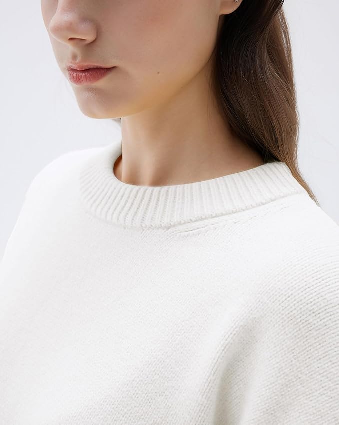 SUUKSESS Women Cashmere Oversized Long Sleeve Pullover Sweater Crew Neck Jumpers