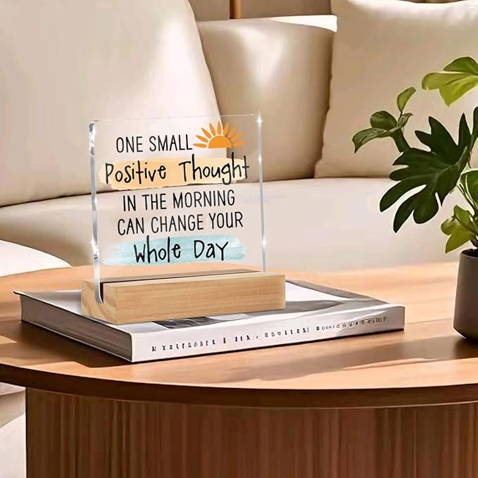 Inspirational Sunshine Gifts for Women Men Coworkers Friends, Motivational Reminder Quotes Desk Decor Acrylic Sign, Positive Affirmations Desk Accessories Signs for Table Top Cubicle Office Decor