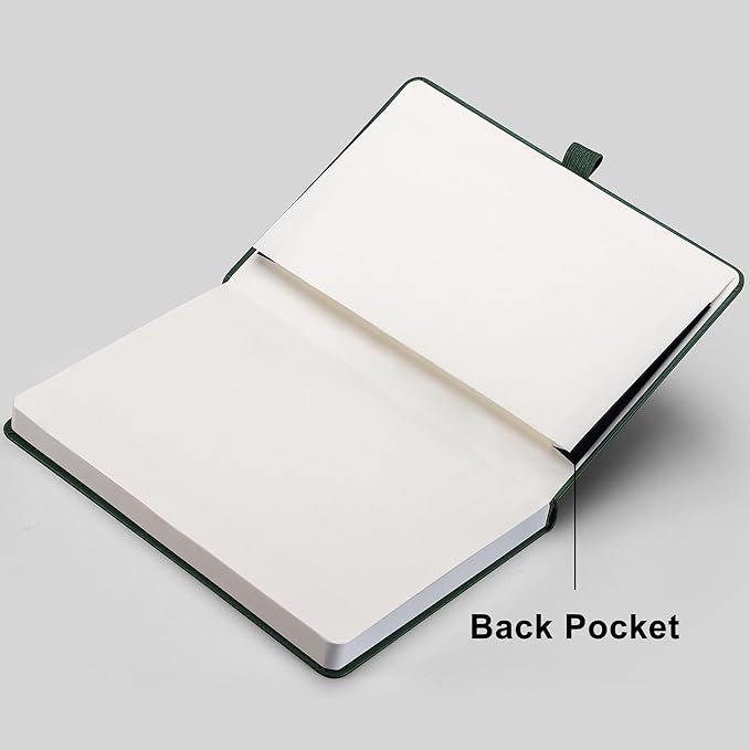 RETTACY Blank Journal Notebook, 2-Pack, 192 Pages per Pack, A5 Medium Size (5.7'' x 8.3''), Leather Hardcover, 100 GSM Thick Paper, for Sketching, Drawing, Painting (Black & Black)