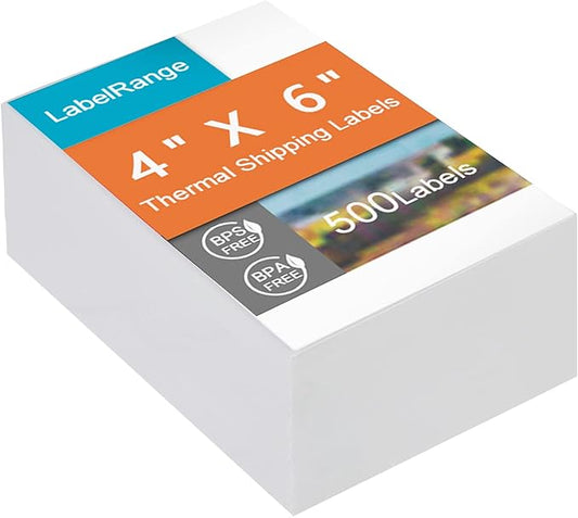 4x6 Thermal Labels, Commercial Grade Direct Thermal 4x6 Shipping Labels, 500 Sheets per Stack,1 Stack