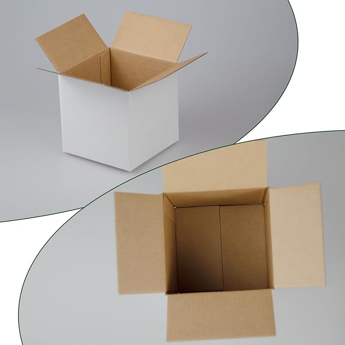 4x4x4 Inches Shipping Boxes Set of 40, White Corrugated Cardboard Box Literature Mailer for Packing Small Business