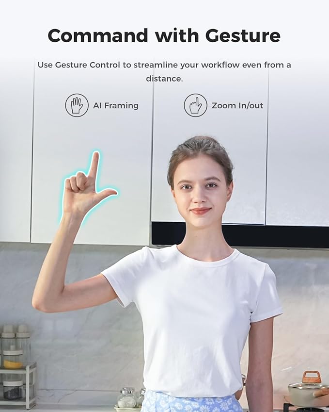 OBSBOT Meet 2-4K Webcam for PC with 1/2" Sensor, AI Framing & Autofocus, Beauty Mode, Lightweight, Gesture Control, HDR, Dual Microphone, 60 FPS, Web Cam for Streaming, Meeting, Gaming. (Cloud White)