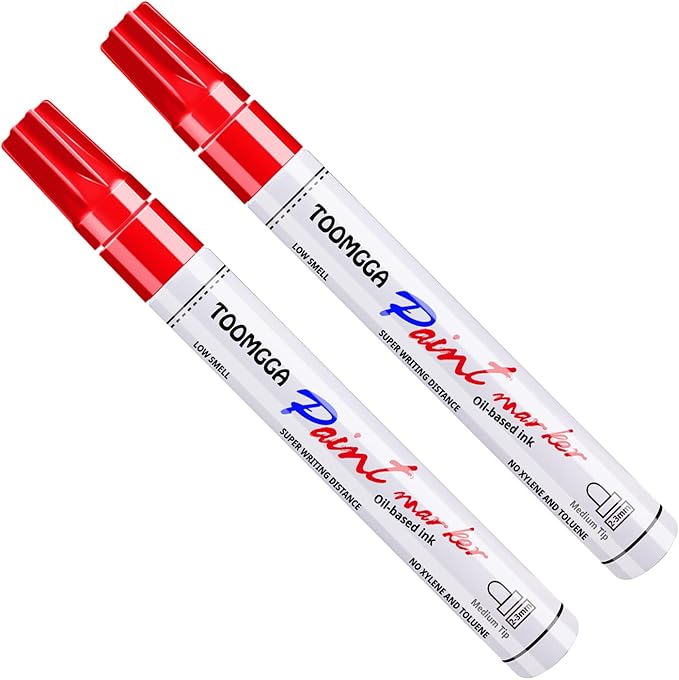 Paint Pens Paint Markers Red - Permanent Markers Oil Based for Metal Wood,Pens for Metal, Car Tyre,Plastic, Ceramic, Plastic, Canvas, Rock Painting, Glass, Craft Supplies