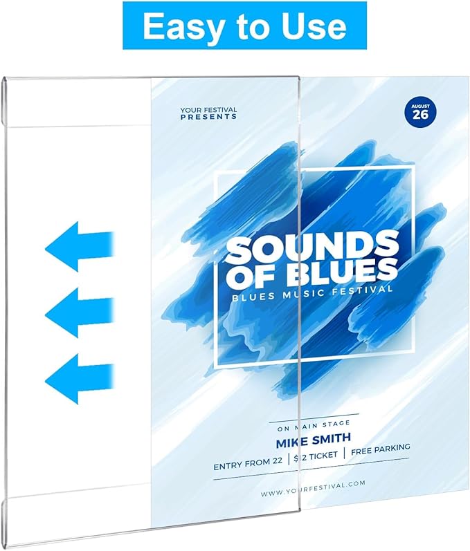 EHWINE 10 Pack 8.5x11 Wall Mount Acrylic Sign Holder, Wall Signs Photo Menu Flyer Display Holders, Plastic Clear Acrylic Frames for Office Home Hotel Business Store (with Adhesive Tape)