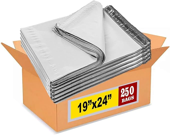 iMBAPrice 250 - 19x24 Premium Matte Finish White Poly Mailers Envelopes Bags (iMBA-7PM-250)
