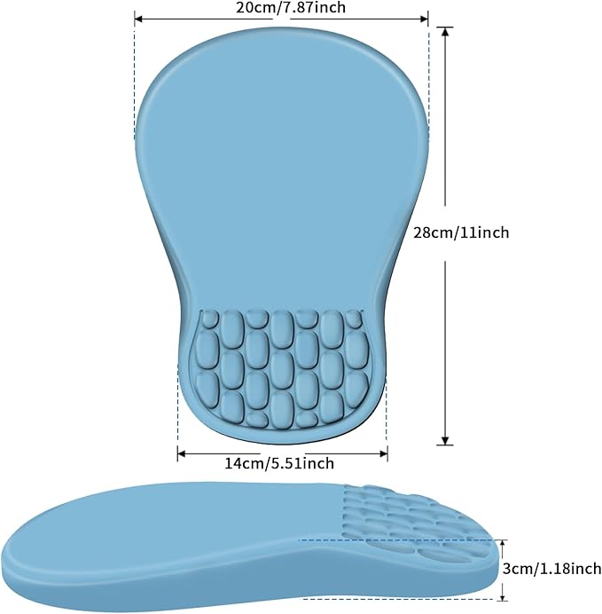 YIWEI Ergonomic Mouse Pad with Wrist Rest Support, Mousepad with Comfortable Memory Foam Wrist Rest and Non-Slip PU Base for Pain Relief, Computer, Laptop, Office, Home (Blue)