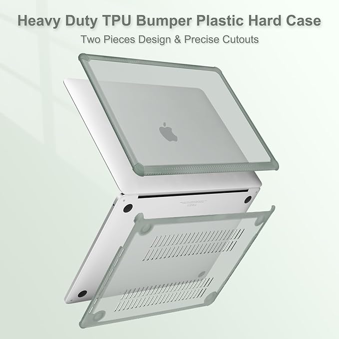 MOSISO Compatible with MacBook Pro 13 inch Case M2 2025-2016 A2338 M1 A2251 A2289 A2159 A1989 A1708 A1706, Anti-Cracking Heavy Duty Plastic TPU Bumper Hard Case&Keyboard Skin&Screen Film,Emerald Green