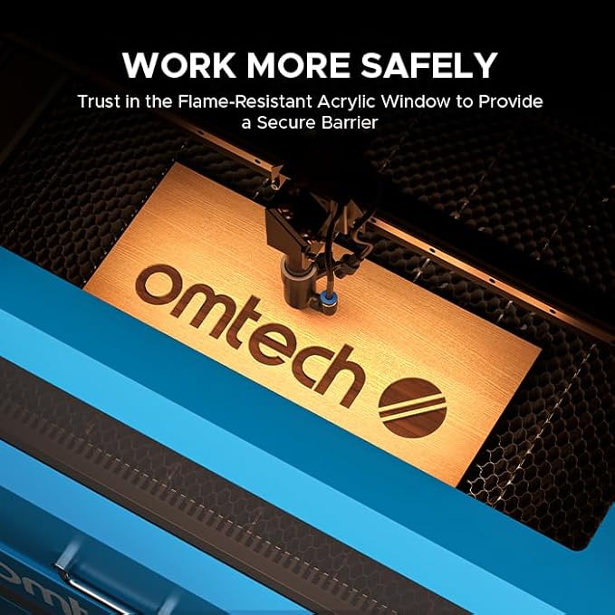 OMTech 90W CO2 Laser Engraver with LightBurn & Water Chiller, 20"x28" Laser Engraving Cutting Machine with 4 Way Pass Through Air Assist Caster Wheel, Commercial Laser Cutter for Wood Glass Acrylic