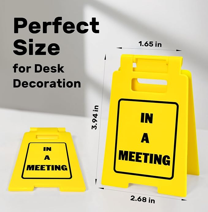 In a Meeting Desk Sign – Funny Office Decor, Sarcastic Desk Accessory for Work, Funny Gift for Coworkers, Office Sign for Workspace or Home Office