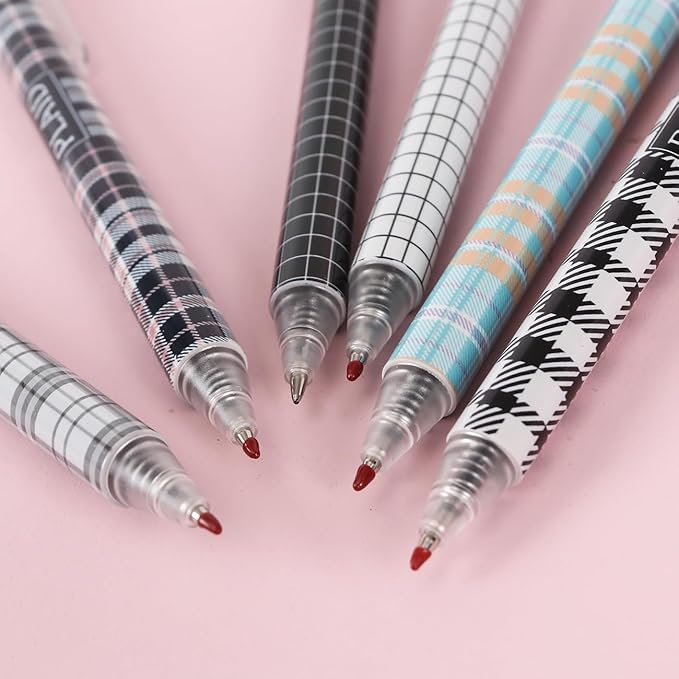 XIUSHE 12PCS Comfortable Writing Pens Retractable Gel Pens Novelty Pretty Journaling Pens,Black Ink Medium Point 0.5mm Gift School Supplies Office Party Birthday Gifts (Stripe,12)